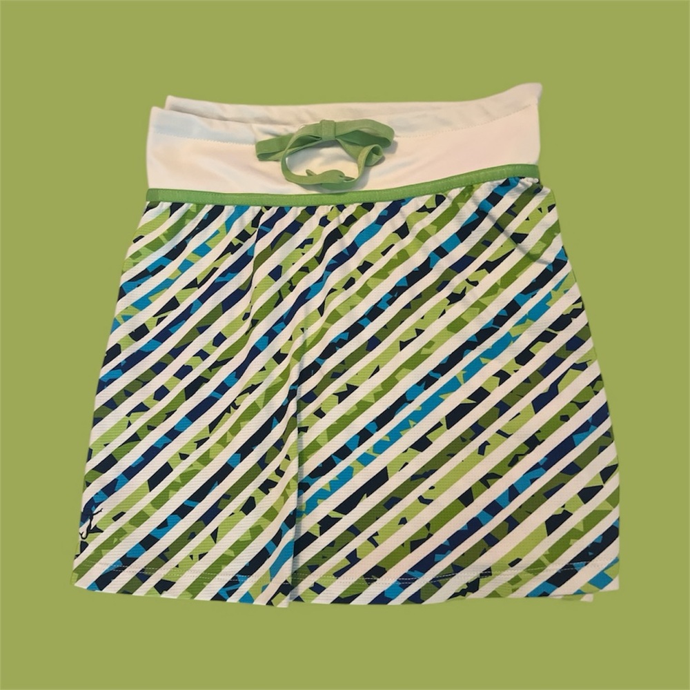 Tail Green and Blue Striped Mini Skirt